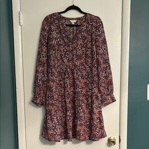 Time and Tru Floral Long Sleeve Dress - Multicolor